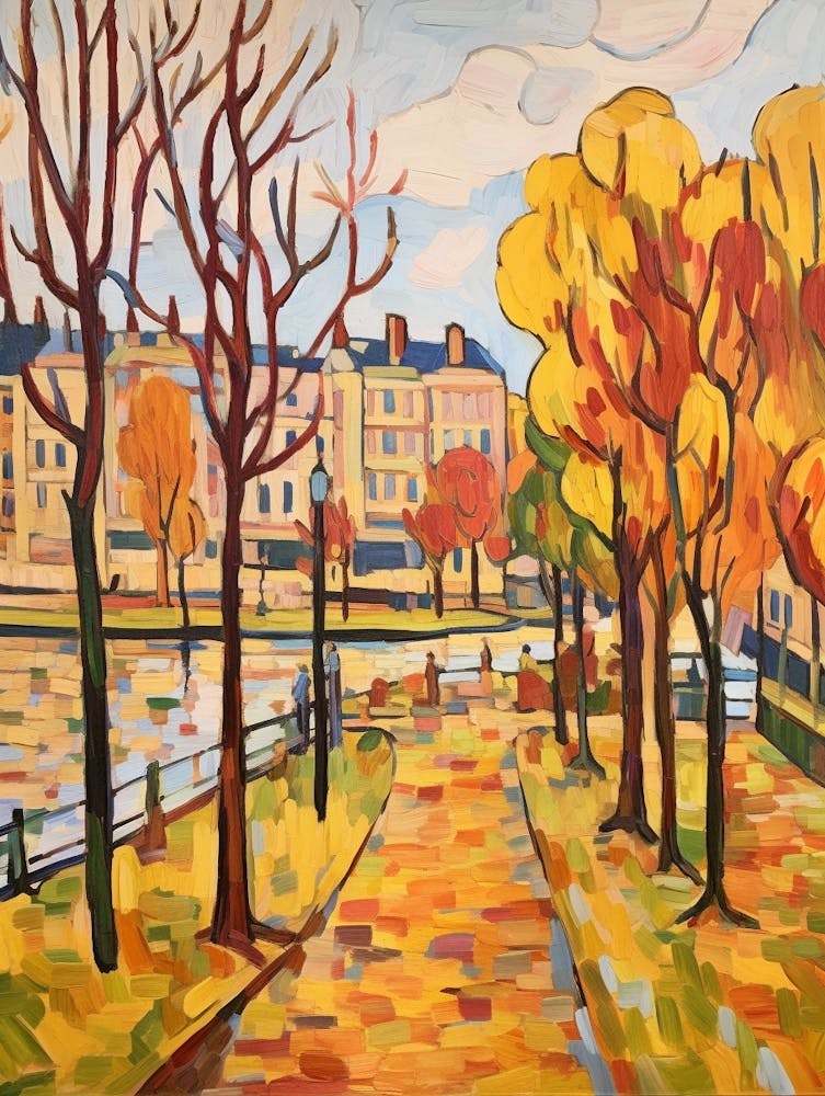 Autumn Gardens Painting Park Of The Palace Of Versailles France