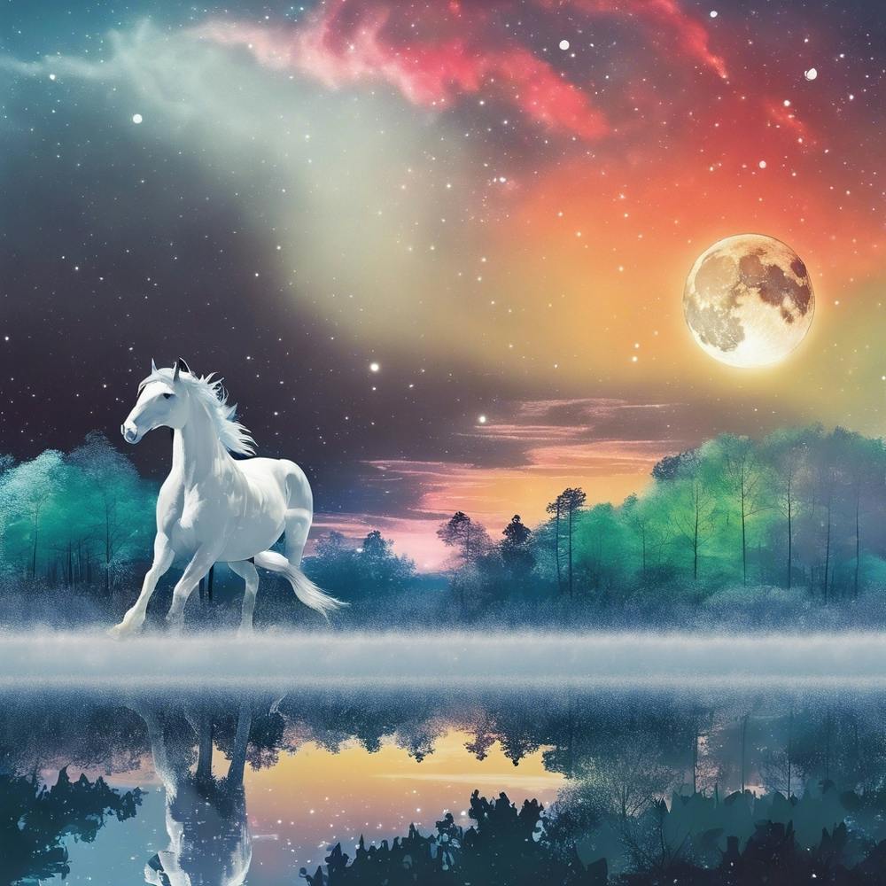 White Horse In The Moonlight