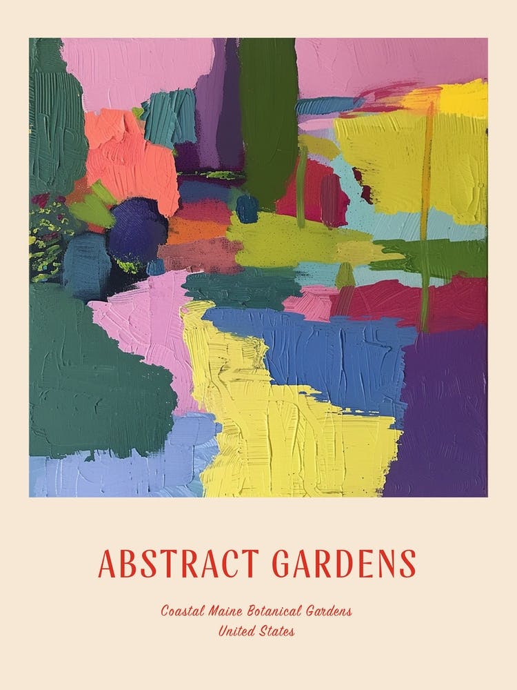 Colourful Gardens Coastal Maine Botanical Gardens Usa 1 Red Poster