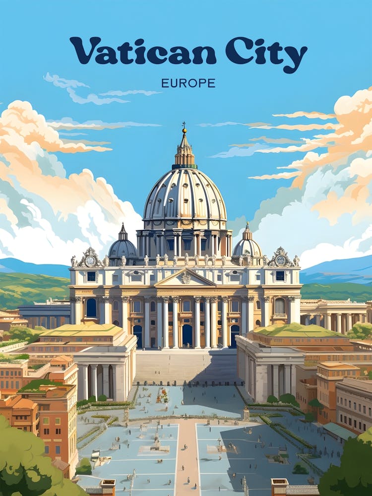 Vatikanstadt Europa Katholische Reiseillustration