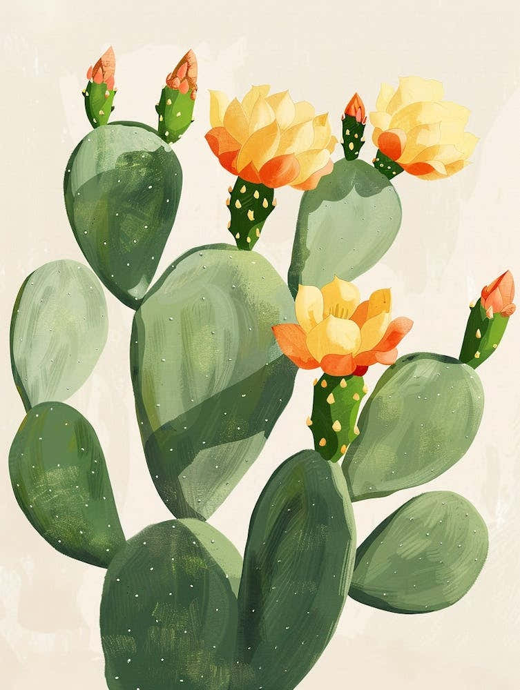 Nopal Cactus Minimalist Abstract Illustration 1
