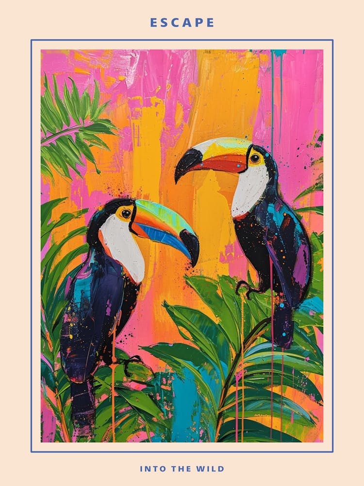 Colourful Toucan Brushstrokes 3 Poster