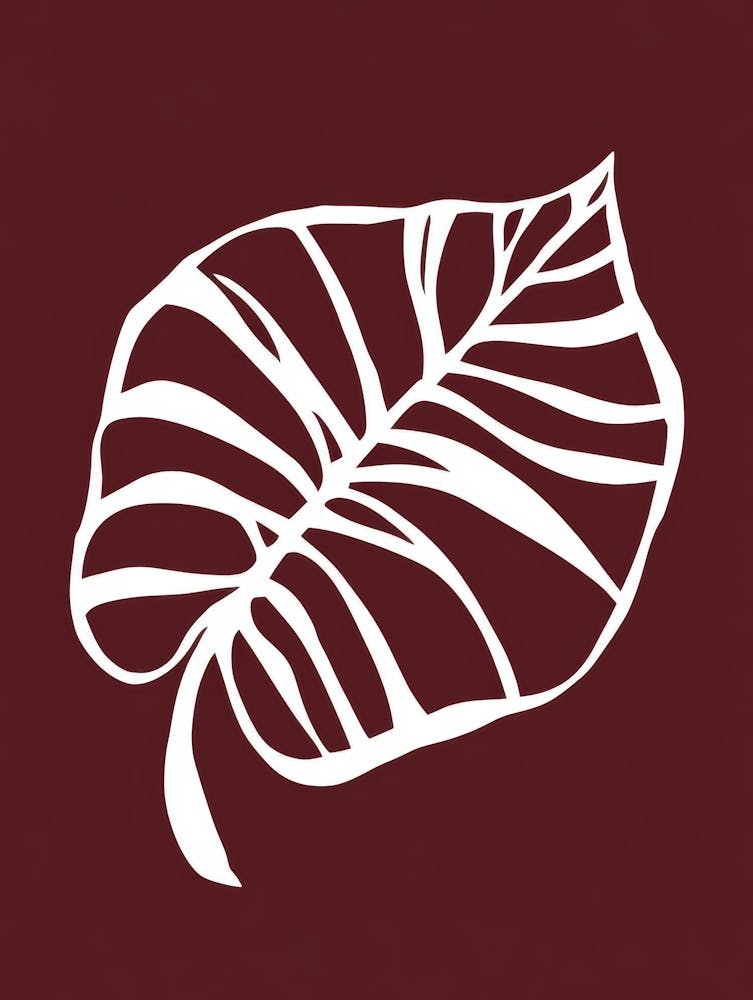 Leaf On A Maroon Background