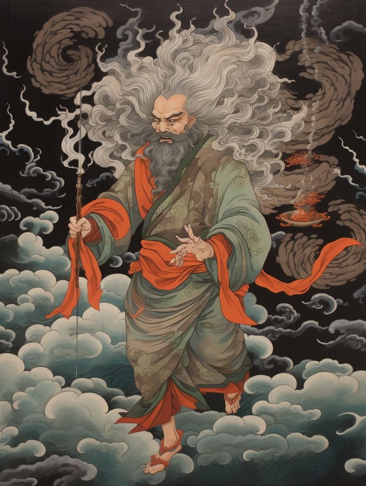 Japanese Fjin Wind God Illustration 4