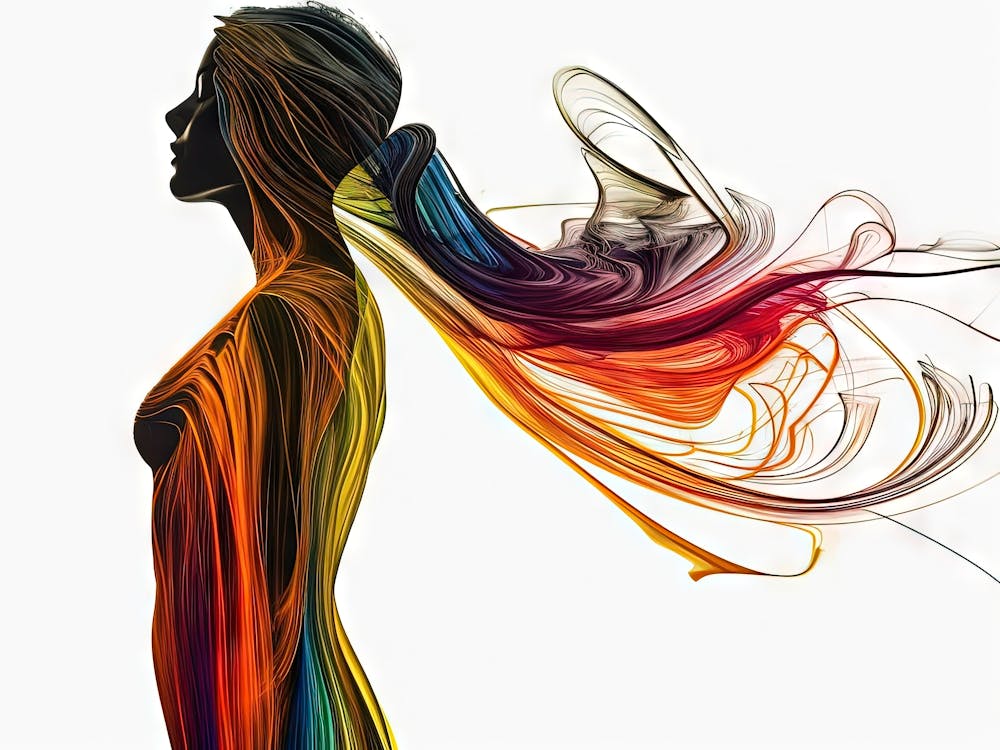Frau mit Regenbogenhaar