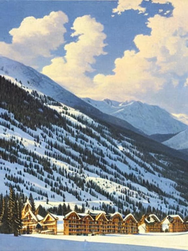 Les Arcs, France Ski Resort Vintage Landscape 5 Skiing Poster