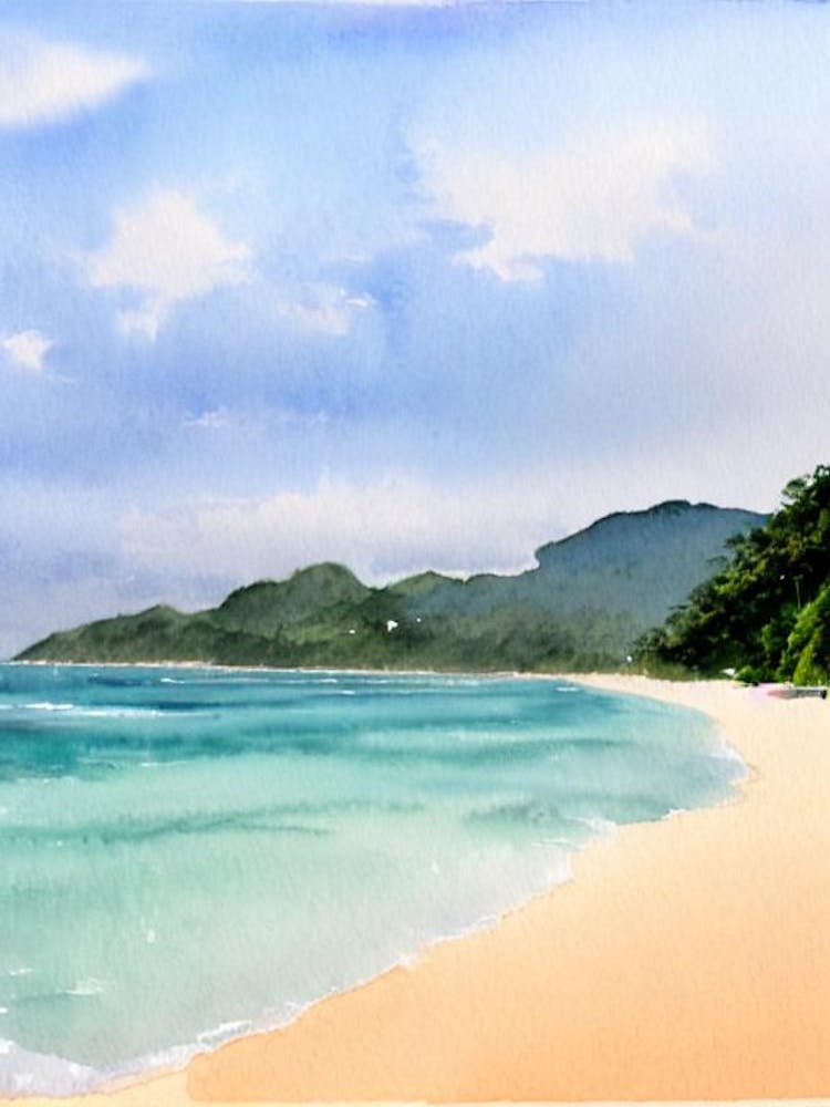 Maracas Bay, Trinidad And Tobago Watercolour