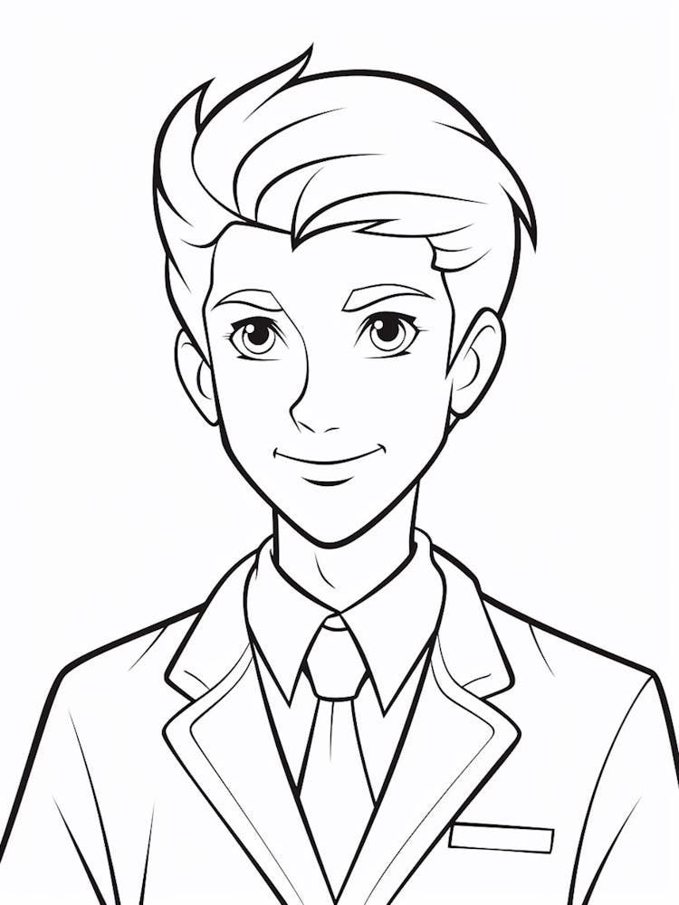 Person In Suit With Tie Colouring Book Style 1