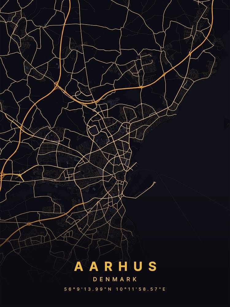 Aarhus Dänemark Schwarz-Goldene Karte