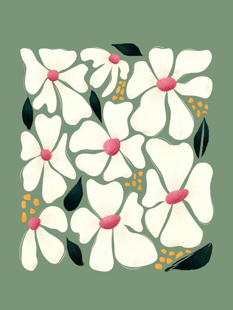 White Daisy Flowers On Green