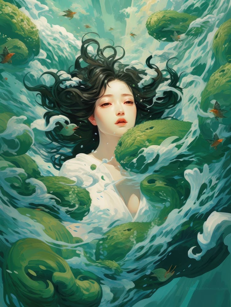 Asian Girl In The Water