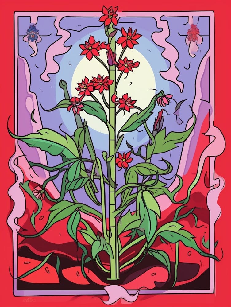 Rosa und rote Pflanzenillustration Dreimasterblume 2