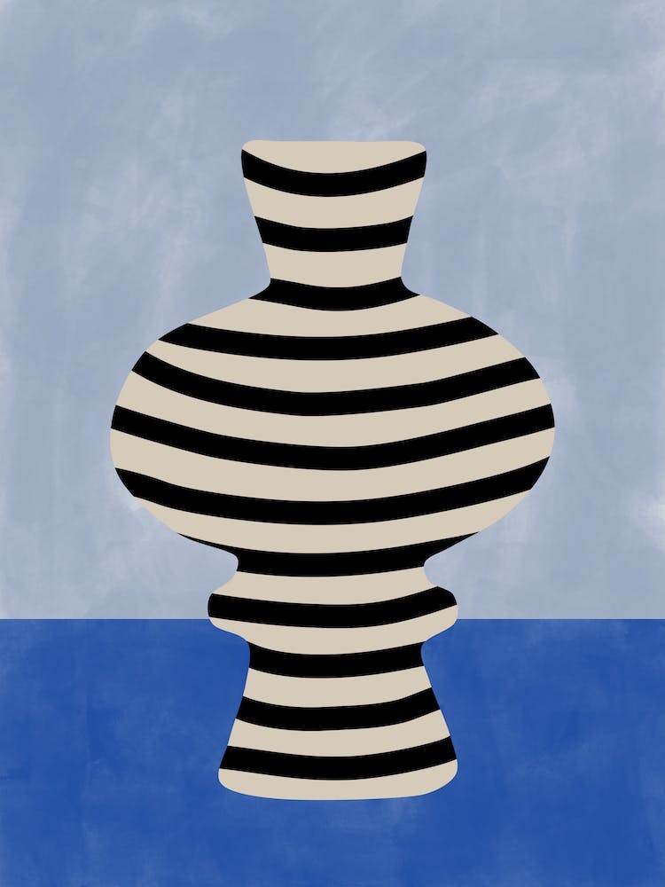 Blau gestreifte Vase