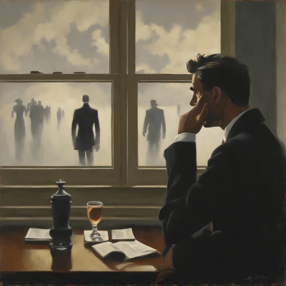 Surreal Image, Man Contemplating Past life and Loves