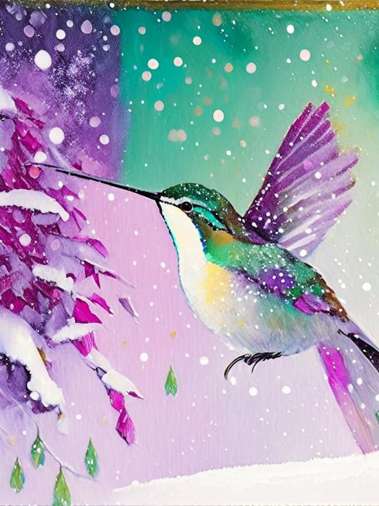 Hummingbird In Snowfall Abstract Still Life