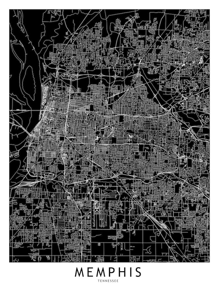 Memphis Black And White Map