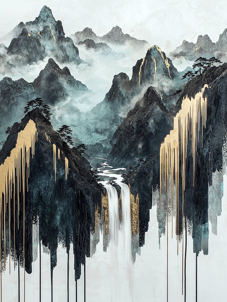 Aconcagua's Golden Peaks - Artistic Modernism