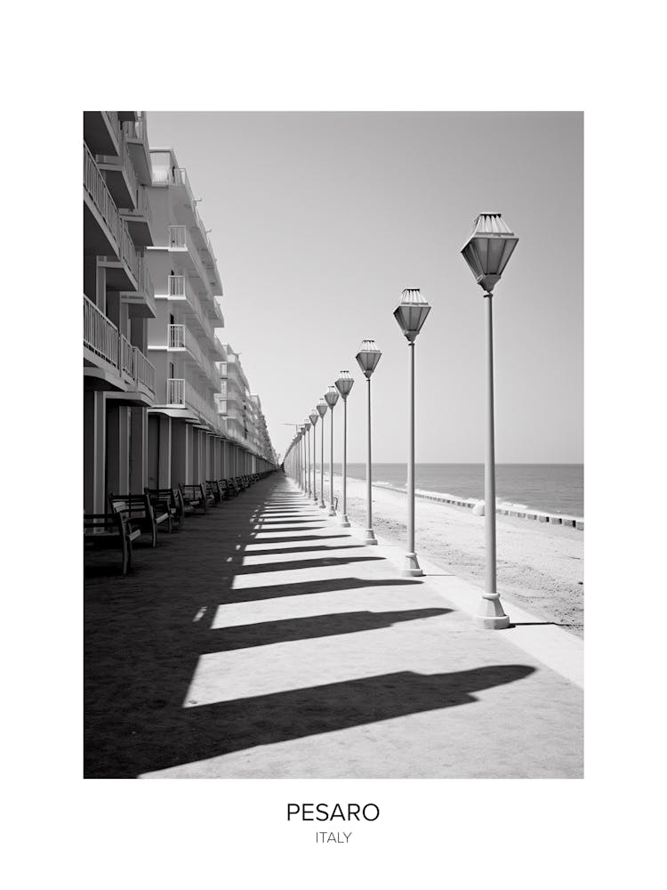 Poster Of Pesaro, Italy, Black And White Photo 1