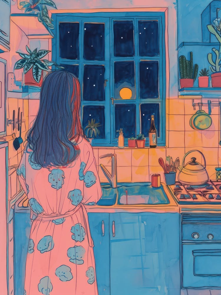 Midnight Snack Lo Fi Kawaii Illustration 2