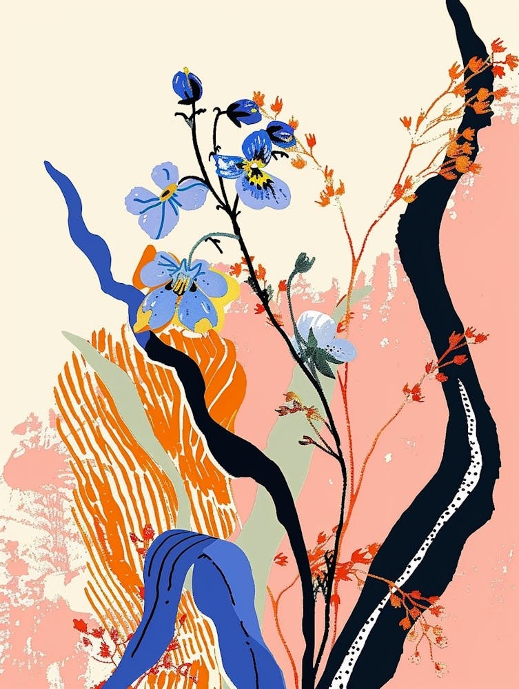 Colourful Flower Illustration Forget Me Not 1