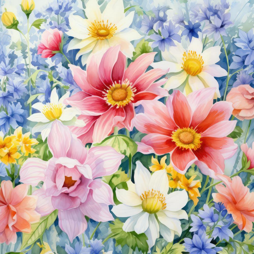 Watercolor Windflowers Garden 7