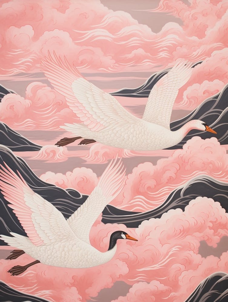 Vintage Japanese Inspired Bird Print Goose 3
