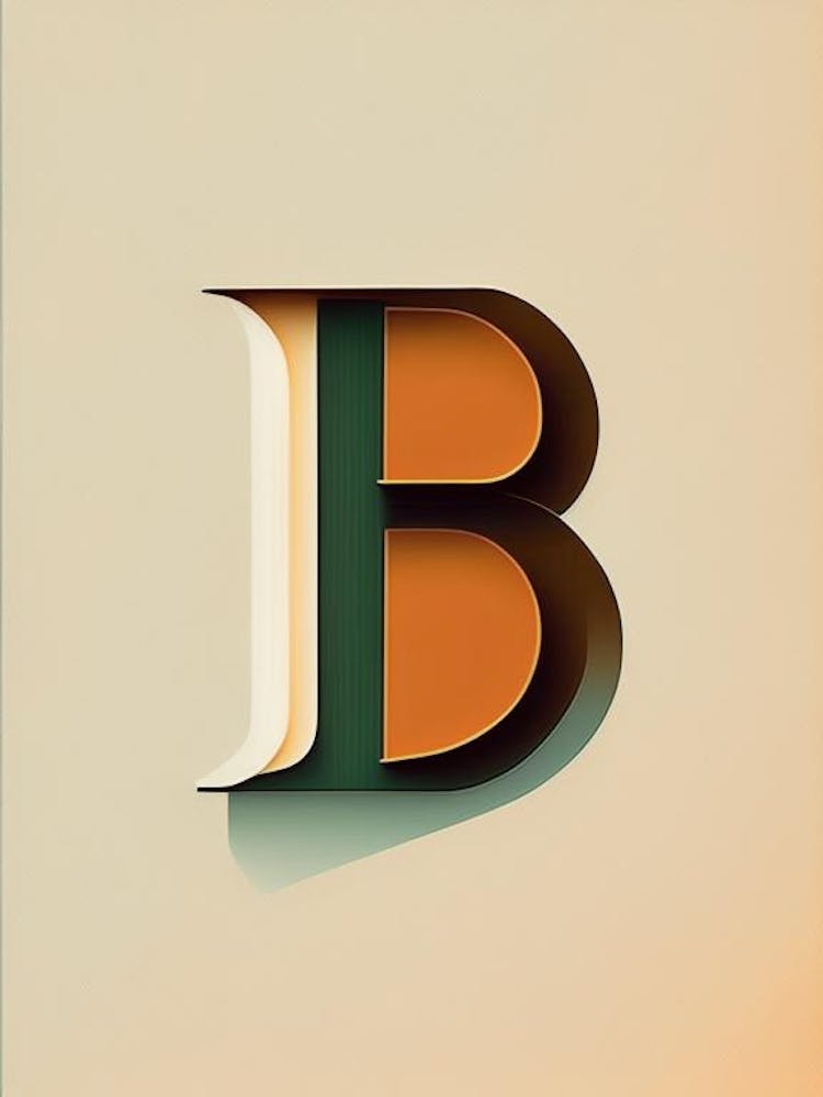 B, Letter, Alphabet Retro Minimal 10