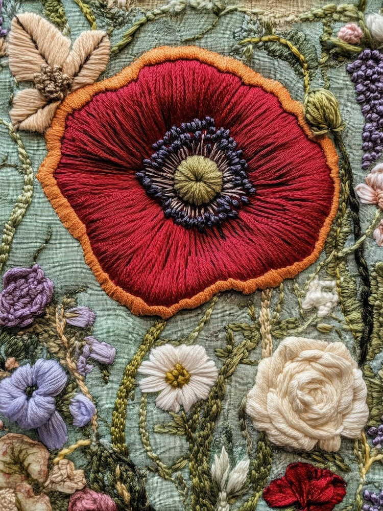 Embroidered Poppy
