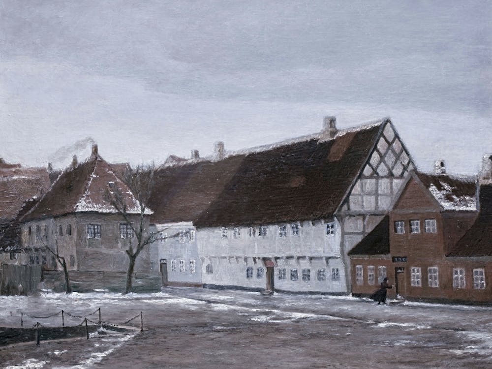 Vintage Winter Village Painting 1