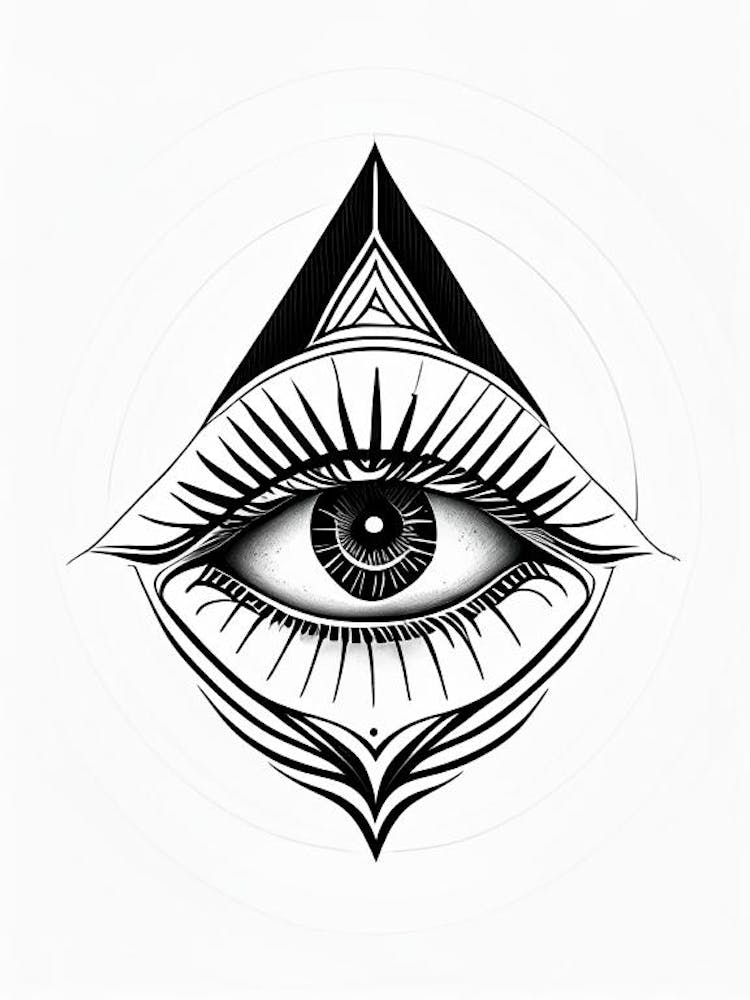 Balance, Symbol, Third Eye Simple Black & White Illustration 6