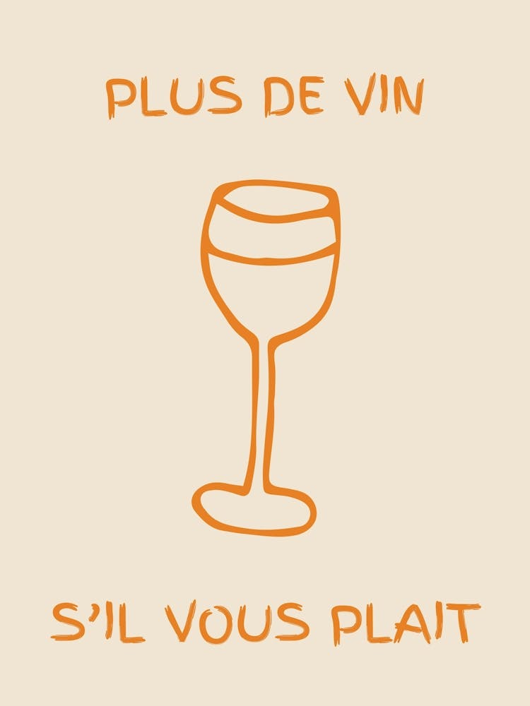 Wine Glass Kitchen Poster Orange