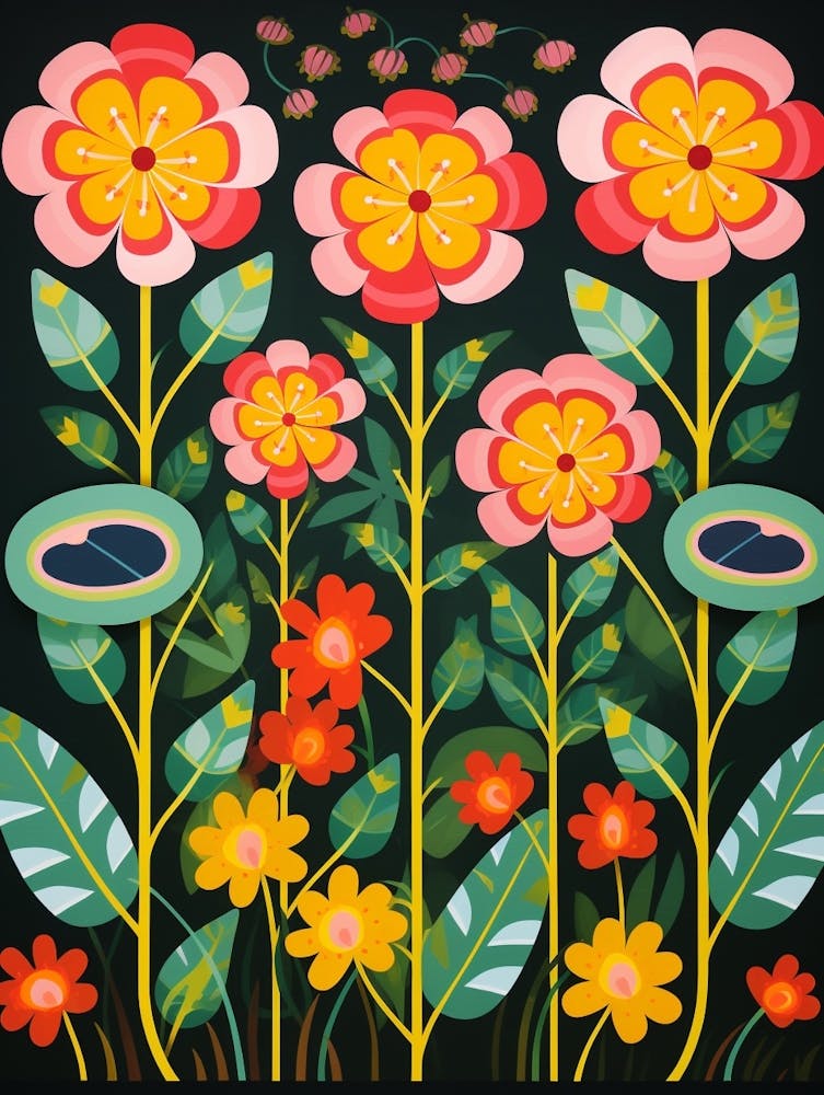 Flower Motif Painting Portulaca