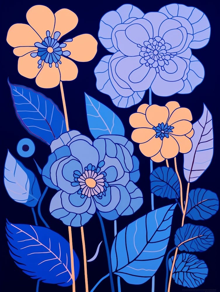 Blaue Blumenillustration Lantana 2