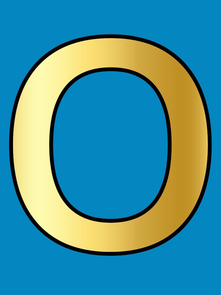 Letter O Gold Alphabet Turquoise