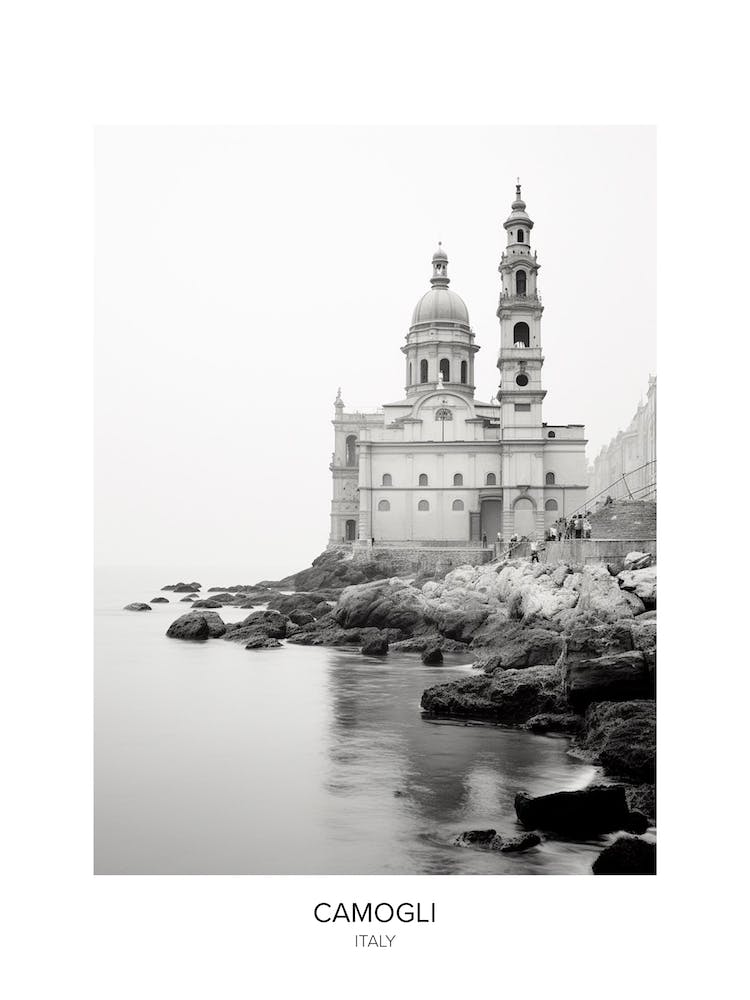 Poster Of Camogli, Italy, Black And White Photo 3