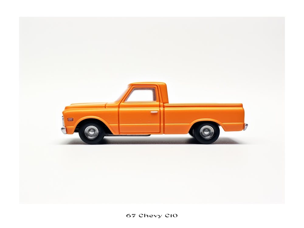 Toy Car 67 Chevy C10 Orange Poster