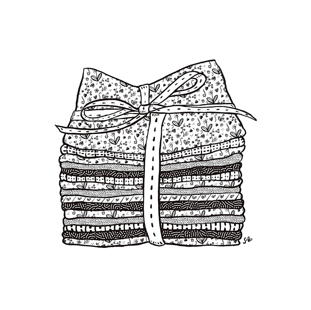 Fat Quarter Floral Fabric Bundle Black and White