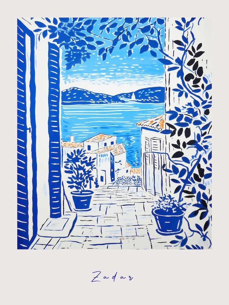 Zadar Croatia 2 Mediterranean Blue Drawing Poster