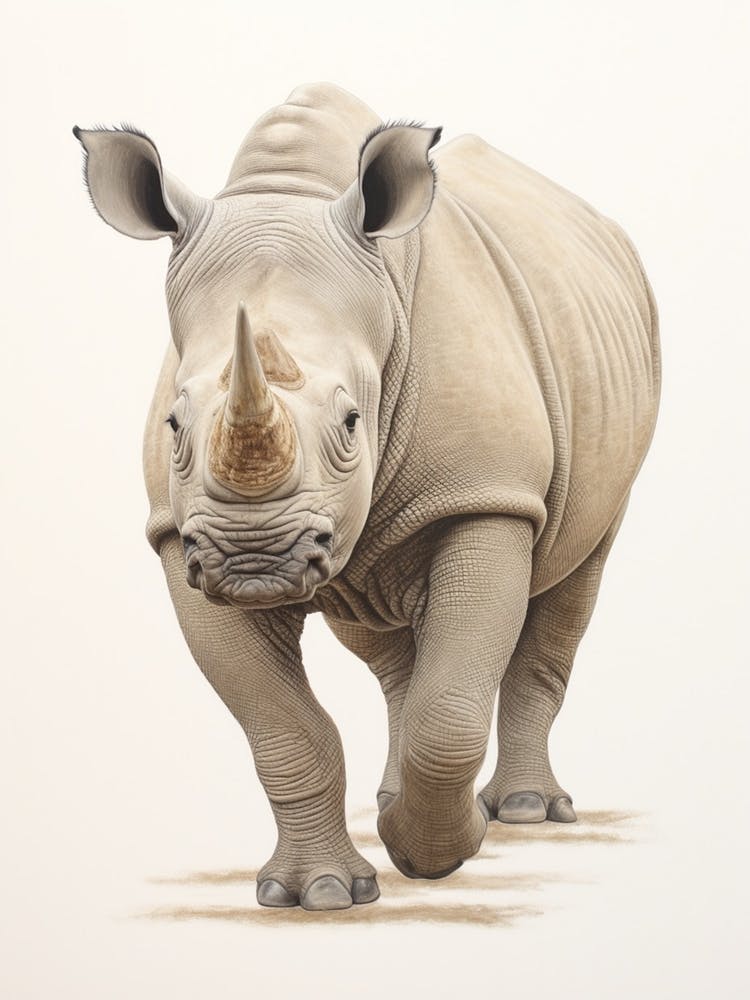Simple Illustration Of A Rhino Walking 3