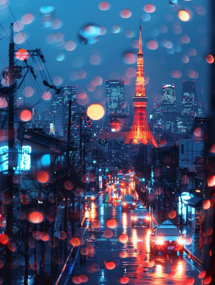 Nuit Pluvieuse À Tokyo
