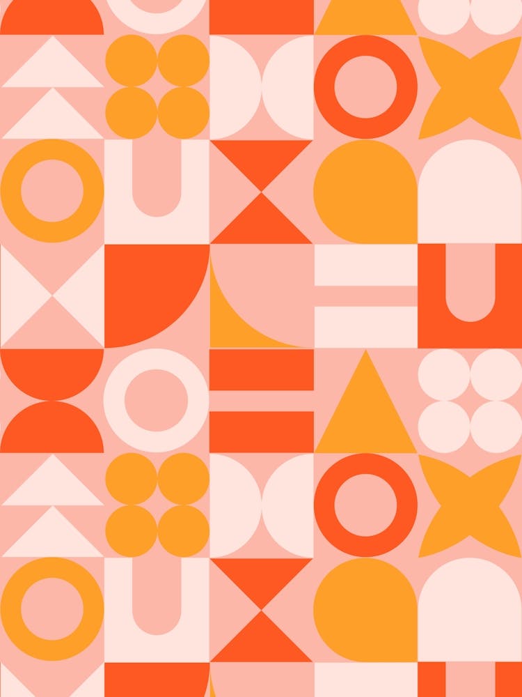 Creamsicle Mid Century Retro Geometric Shapes