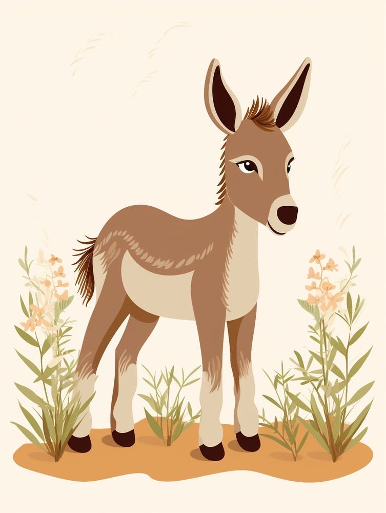 Baby Animal Illustration  Donkey 1
