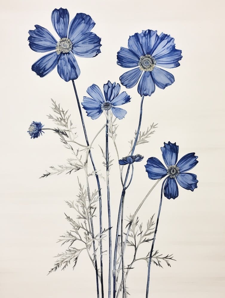 Blue Botanical Cosmos 1