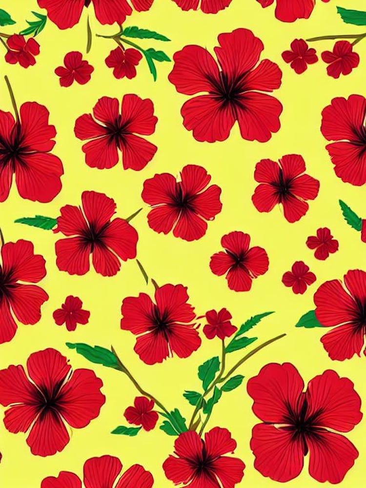 Hibiscus 2 Repeat Retro Flower