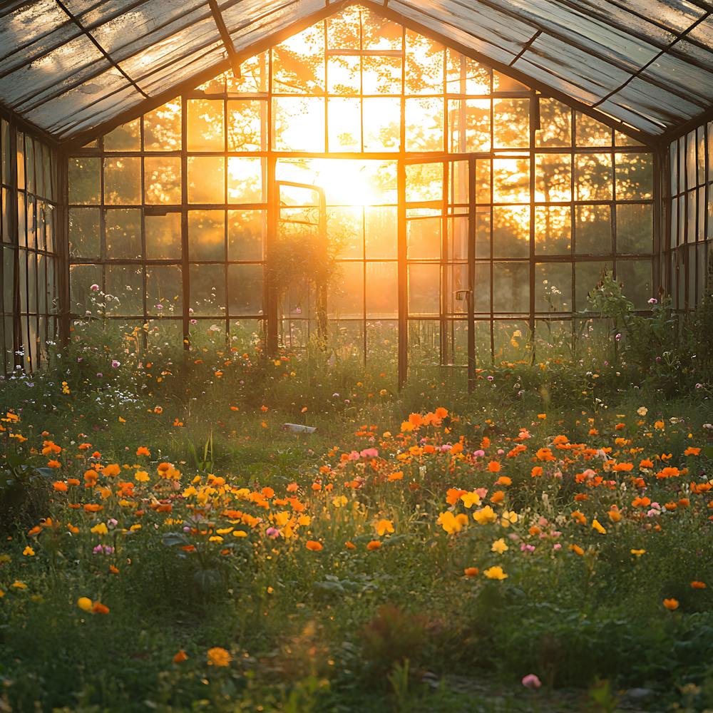 Abandoned Greenhouse Golden Sunset 7