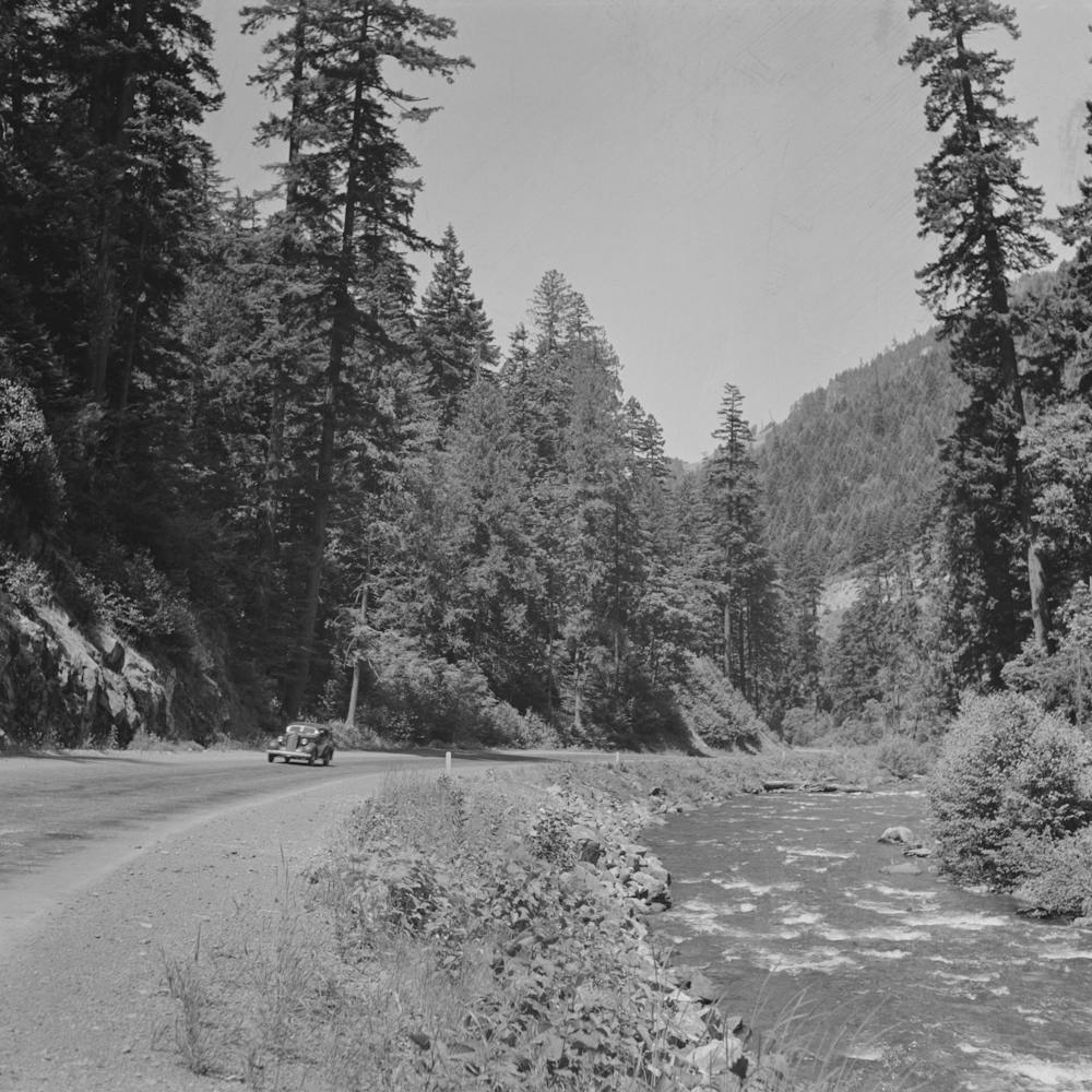 Willamette National Forest, Lane County, Oregon, Mountain Stream And Highway By Russell Lee