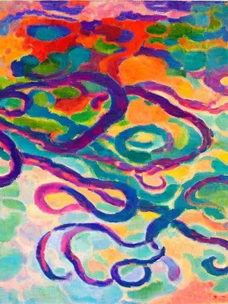 Bioluminescent Octopus Matisse Inspired