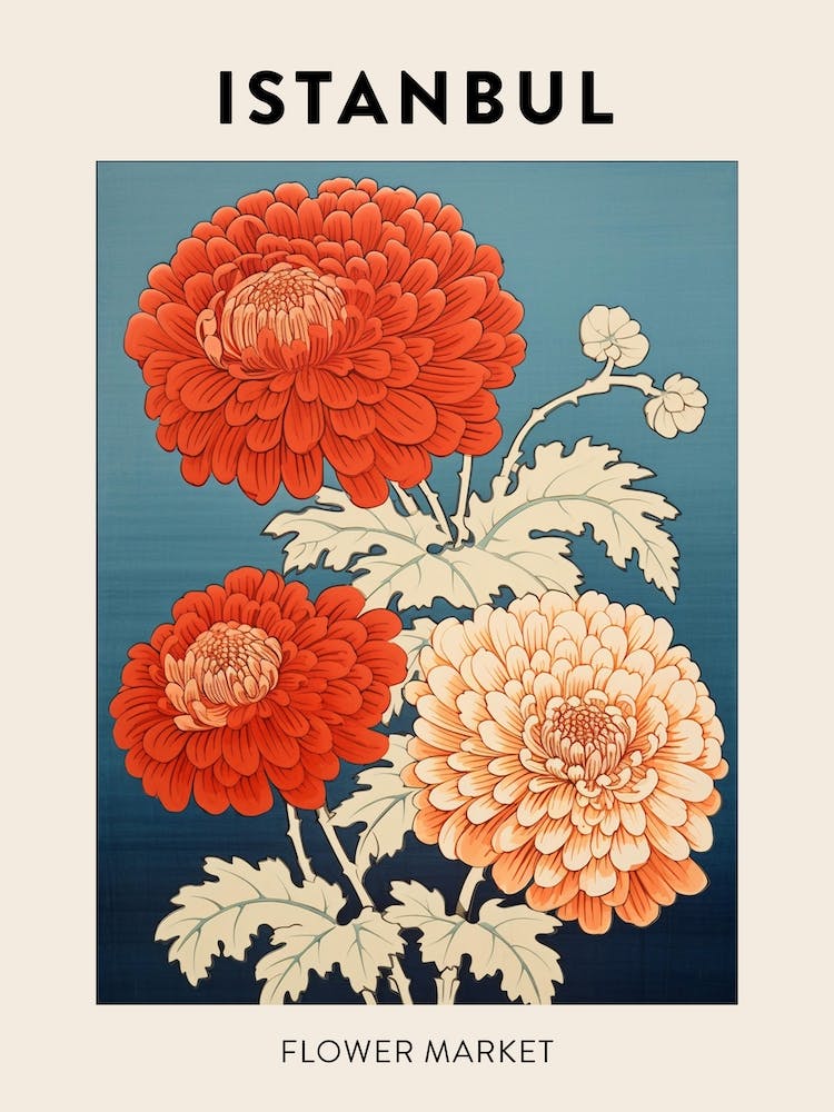 Istanbul Turkey Botanical Flower Market Poster