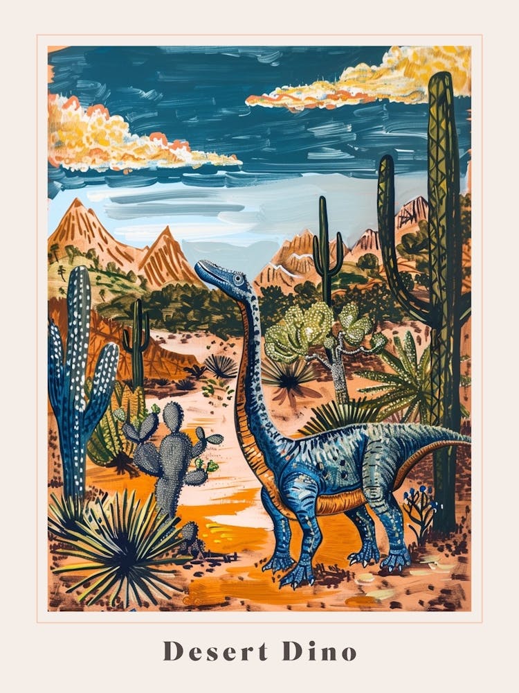 Abstract Dinosaur In The Desert Painting 3 Poster