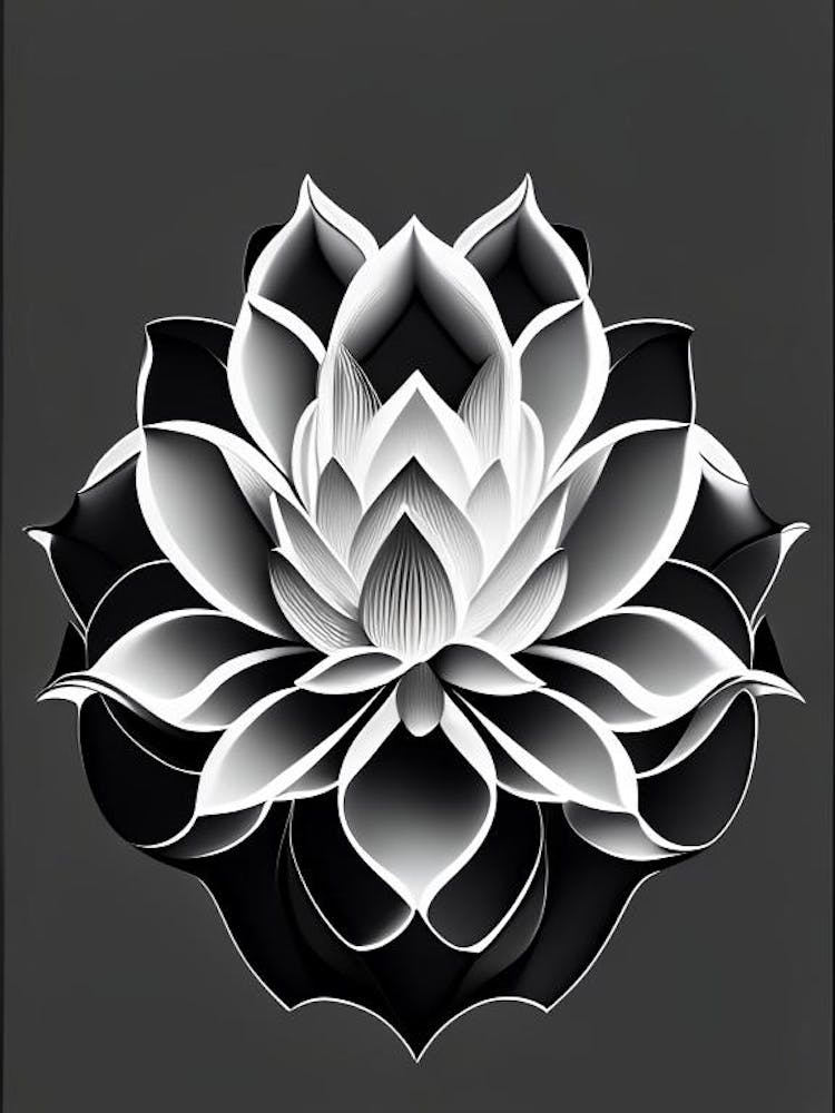 Lotus Flower Pattern Black And White Geometric 4